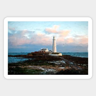 Artistic St. Mary's Island and Lighthouse Sticker